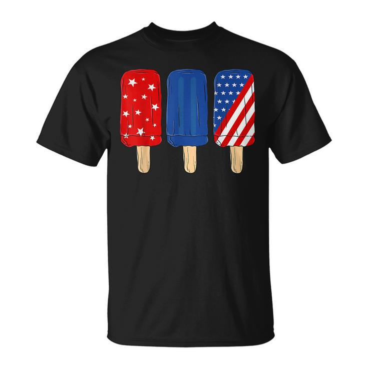 Patriotic 4Th Of July Popsicles Usa America Flag Summer Unisex T-Shirt
