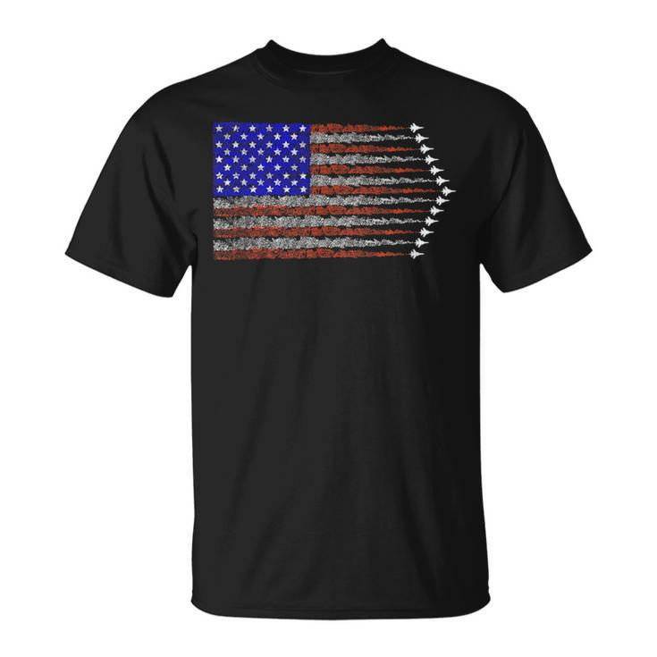 Patriotic 4Th Of July Usa American Flag Fighter Jets Unisex T-Shirt