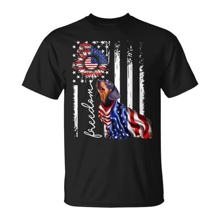 Patriotic 4Th Of July Weiner Dachshund Dog Freedom  Unisex T-Shirt