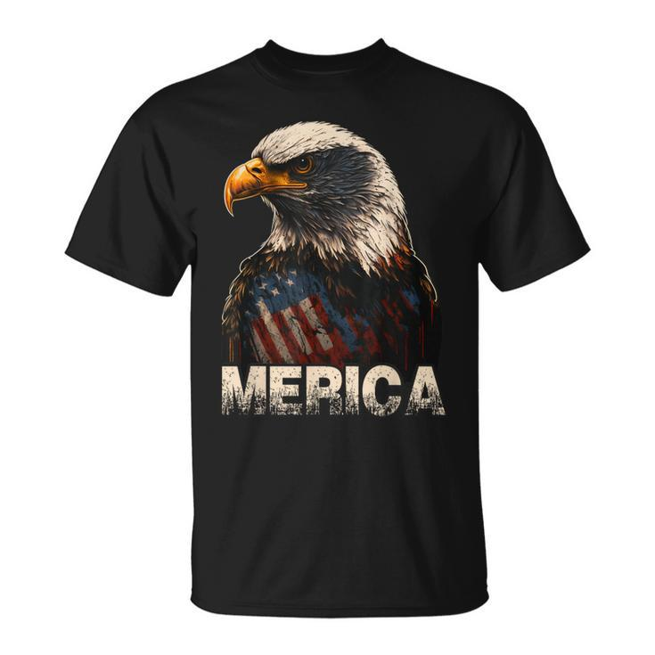 Patriotic Bald Eagle 4Th Of July Usa American Flag  Unisex T-Shirt