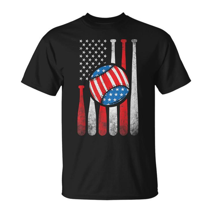 Patriotic Baseball 4Th Of July Usa American Flag  Unisex T-Shirt