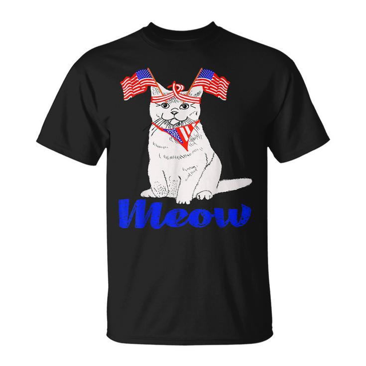 Patriotic Cat Meowica 4Th Of July Funny Kitten Lover Patriotic Funny Gifts Unisex T-Shirt