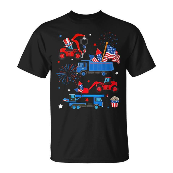 Patriotic Construction Excavator 4Th Of July Boy Kid Toddler  Unisex T-Shirt