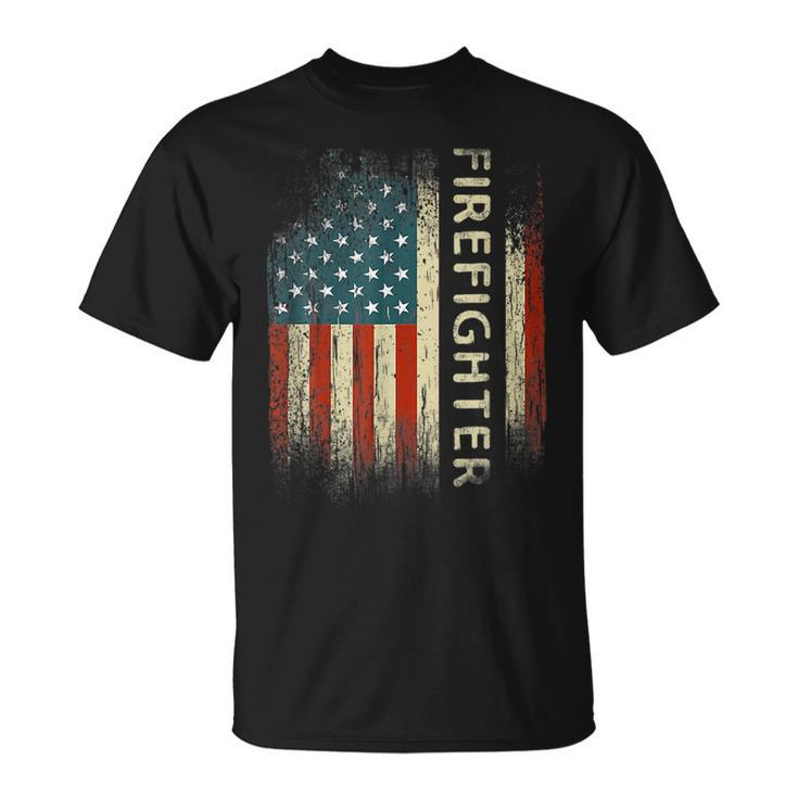 Patriotic Firefighter Gifts American Usa Flag Funny Gift For Mens Unisex T-Shirt
