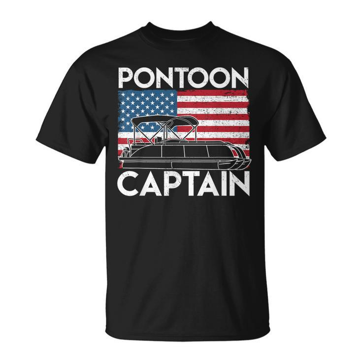 Patriotic Pontoon Captain Us American Flag Funny Boat Owner  Unisex T-Shirt