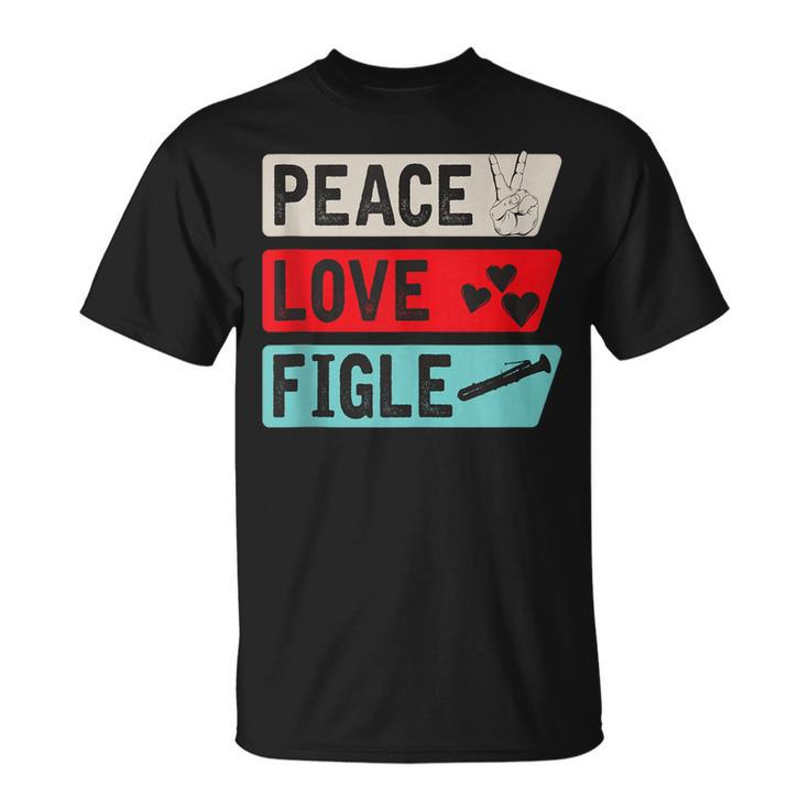 Peace Love Figle Musical Instrument Ophicleide Instrument T-Shirt