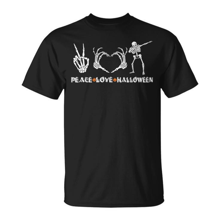 Peace Love Halloween Skeleton Hands Happy Halloween T-Shirt