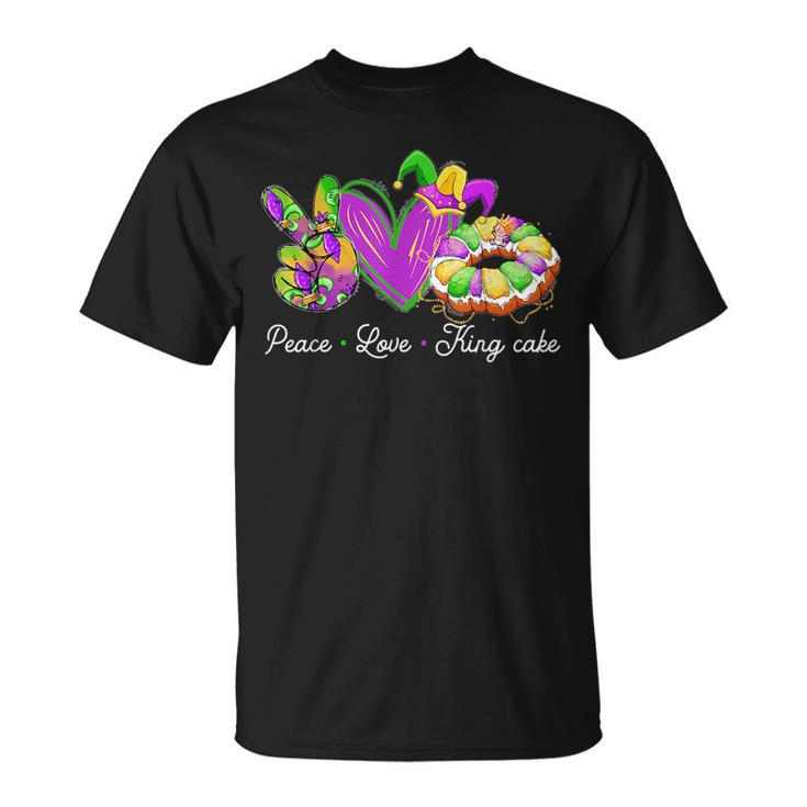 Peace Love King Cake Mardi Gras Party Carnival King Long Sleeve T-Shirt  T-Shirt