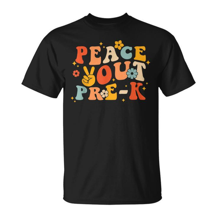 Peace Out Prek Retro Groovy Last Day Of School Preschool Unisex T-Shirt