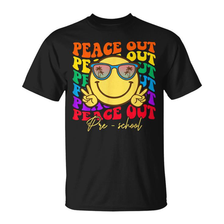 Peace Out Preschool Graduation  Kids Smile Retro Face  Unisex T-Shirt