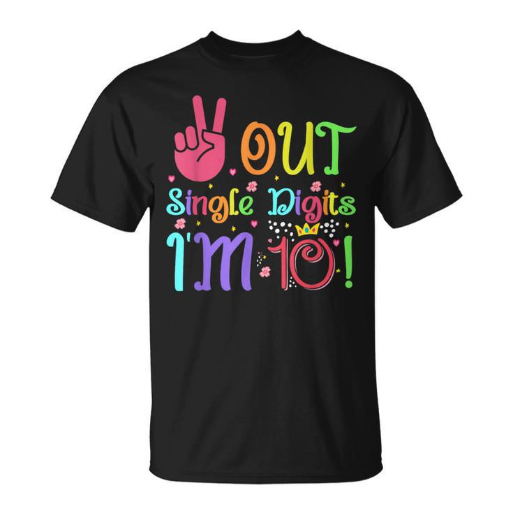 Peace Out Single Digits Im 10 Year Old 10Th Birthday Boys Unisex T-Shirt