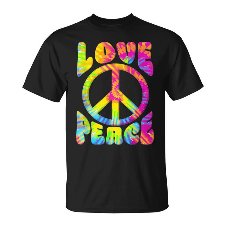 Peace Sign Love 60S 70S Tie Dye Love Peace Hippie Costume  70S Vintage Designs Funny Gifts Unisex T-Shirt