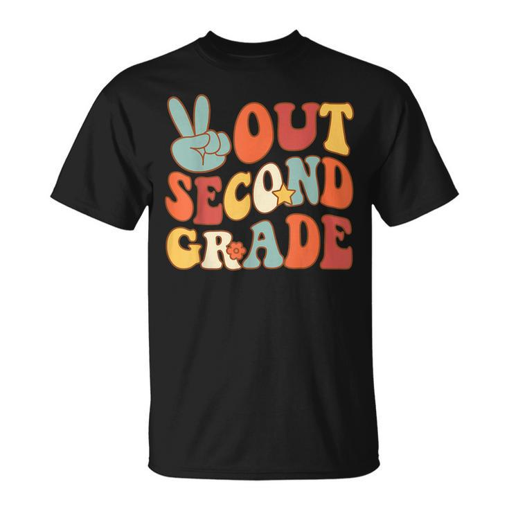 Peace Sign Out Second Grade Groovy 2Nd Last Days School  Unisex T-Shirt
