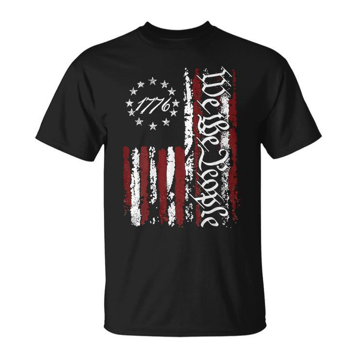 We The People Patriotic 1776 American Flag 4Th Of July Retro T-Shirt
