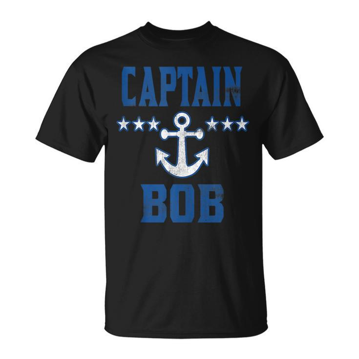 Personalized Boating Vintage Blue Captain Bob Anchor Stars  Unisex T-Shirt