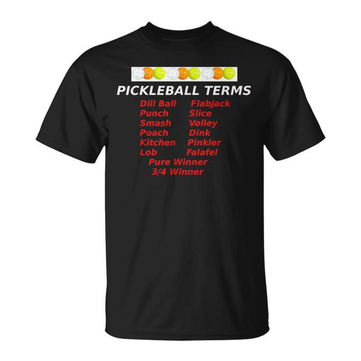 Pickleball Terms Words Expressions Lob Smash Kitchen T  Unisex T-Shirt
