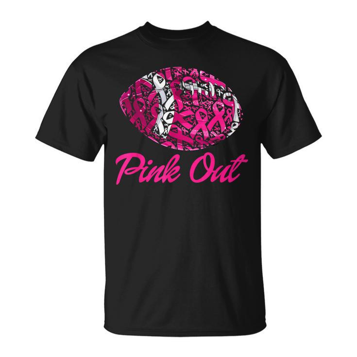 Pink Out Football Pink Ribbon Fight Breast Cancer Awareness T-Shirt