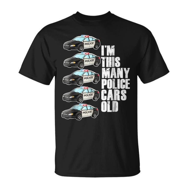 Police Car For Boys 5Th Birthday 5 Year Old Party Supply Unisex T-Shirt