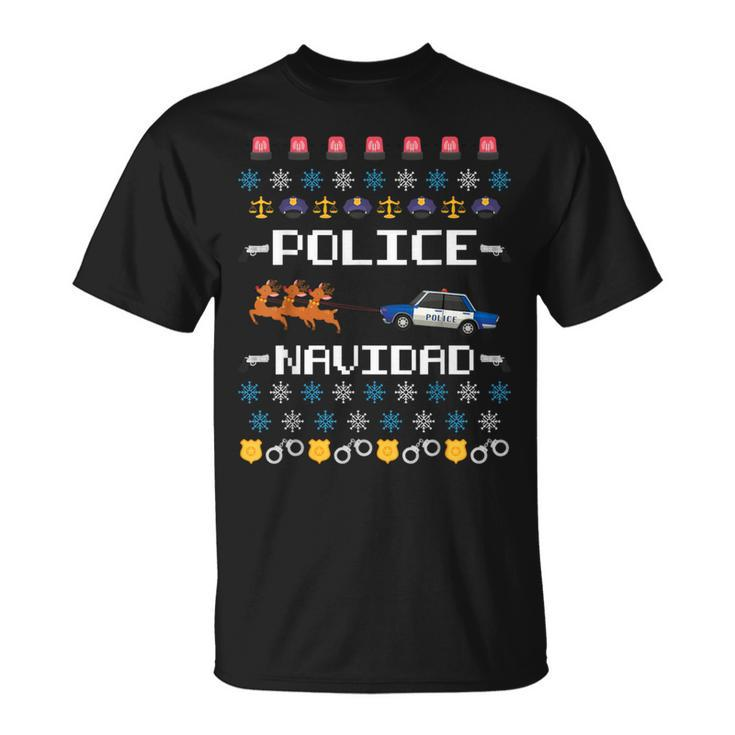 Police Navidad Ugly Christmas Sweater Policeman X-Mas T-Shirt