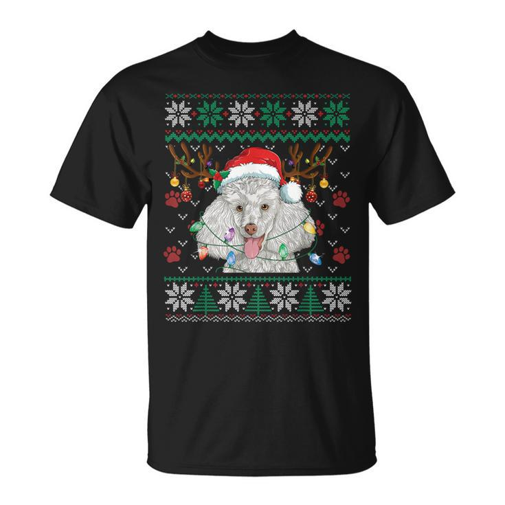 Poodle Christmas Santa Reindeer Ugly Sweater Dog Lover T-Shirt