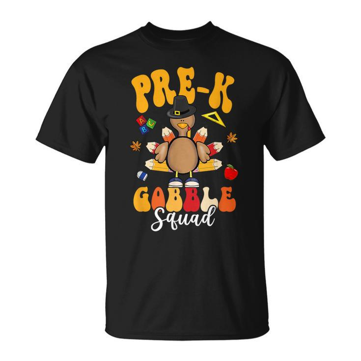 Pre-K Gobble Squad Cute Turkey Happy Thanksgiving T-Shirt