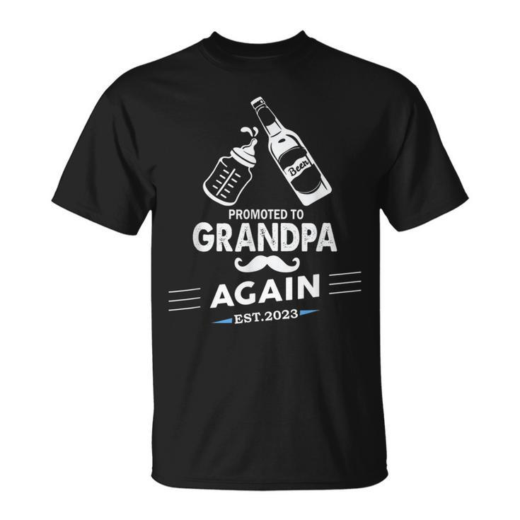 Promoted To Grandpa Again 2023 Baby Pregnancy Announcements  Unisex T-Shirt