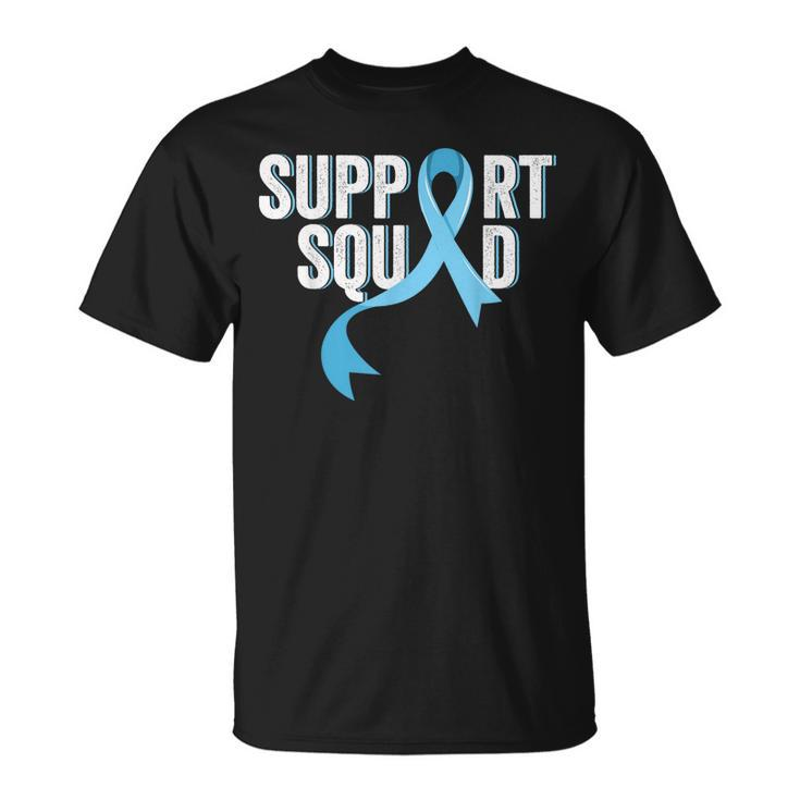 Prostate Cancer Awareness Support Squad Light Blue Ribbon  Unisex T-Shirt