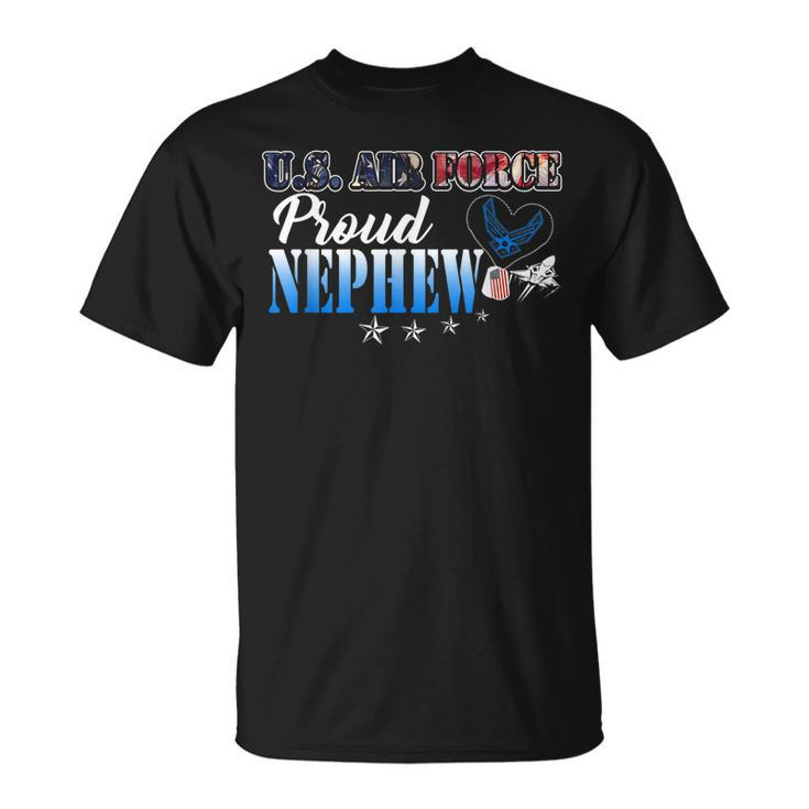 Proud Air Force Nephew Heart Military Family Gift Mens  Unisex T-Shirt