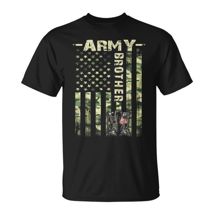 Proud Army Brother Gifts United States Flag Military Fathers  Unisex T-Shirt