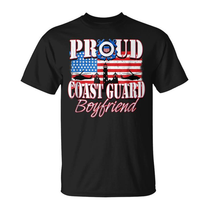 Proud Coast Guard Boyfriend Usa Flag  Men Usa Funny Gifts Unisex T-Shirt