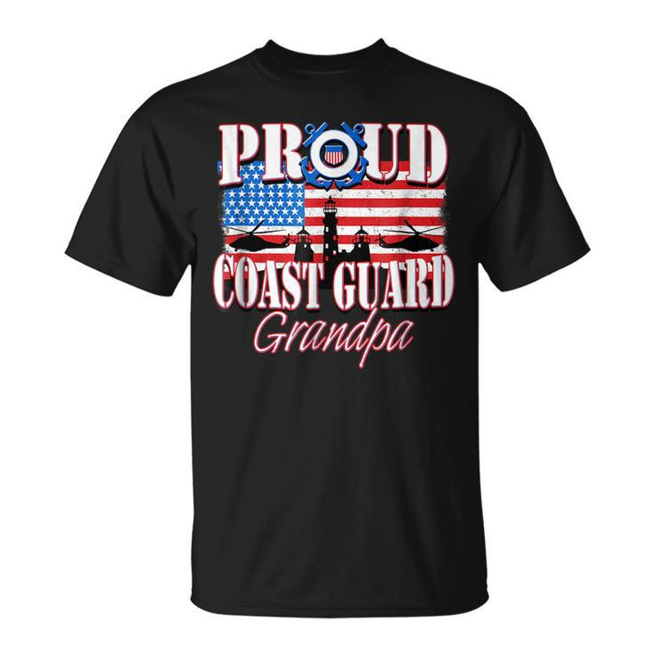 Proud Coast Guard Grandpa Usa Flag  Men Grandpa Funny Gifts Unisex T-Shirt