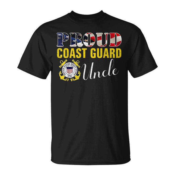 Proud Coast Guard Uncle With American Flag For Veteran Day Veteran Funny Gifts Unisex T-Shirt