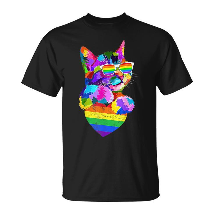 Proud Cute Cat Pride Lgbt Transgender Flag Heart Gay Lesbian  Unisex T-Shirt