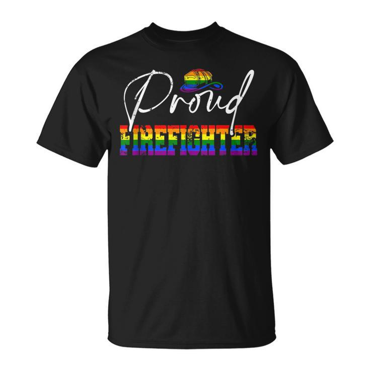 Proud Firefighter Funny Pride Lgbt Flag Matching Gay Lesbian  Unisex T-Shirt
