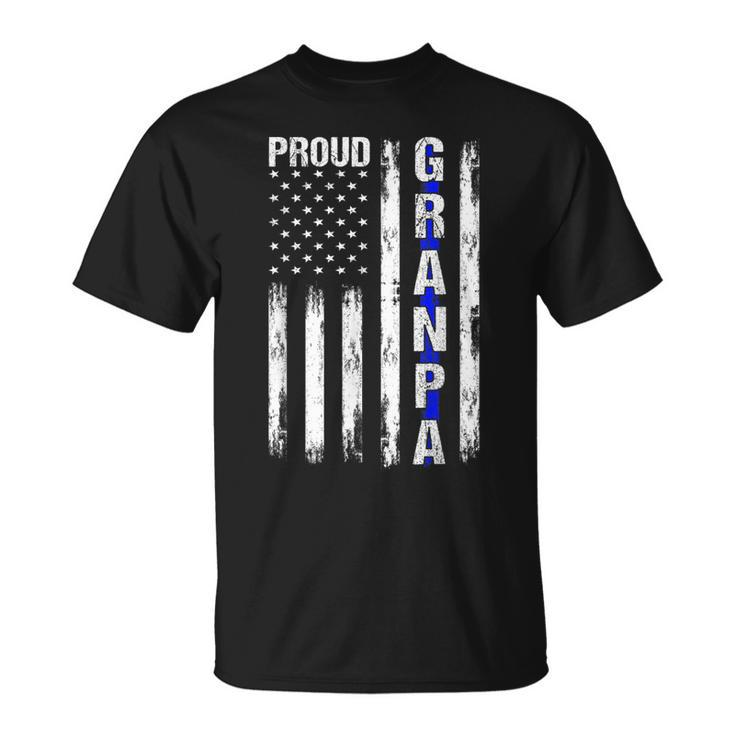 Proud Grandpa American Flag Thin Blue Line Police Support  Gift For Mens Unisex T-Shirt