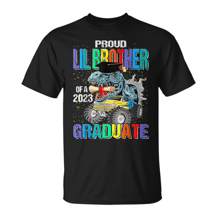 Proud Lil Brother Of A 2023 Graduate Monster Truck Dinosaur Unisex T-Shirt