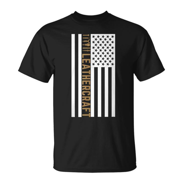 Proud Patriotic Leatherworker Leathercraft American Flag T-Shirt