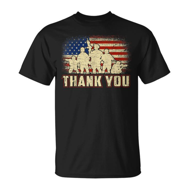 Proud Thank You American Us Flag Military Veteran Day Gift Unisex T-Shirt