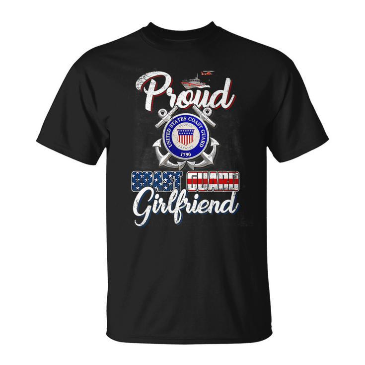Proud Us Coast Guard Girlfriend Us Military Family Funny Military Gifts Unisex T-Shirt