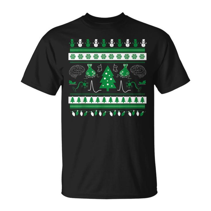 Psychology Ugly Christmas Sweater Brain Neurotransmitter T-Shirt