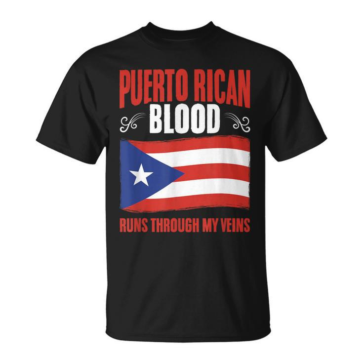 Puerto Rico Flag Boricua Puerto Rican Blood Pride T-Shirt