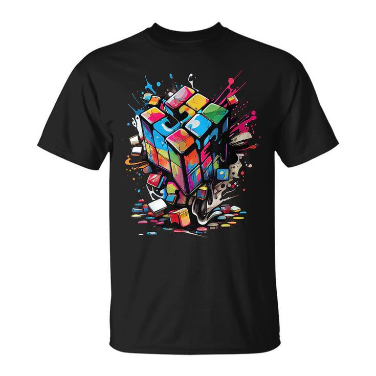 Puzzle Cube Exploding Speed Cubing 80S Youth Vintage Math  Unisex T-Shirt