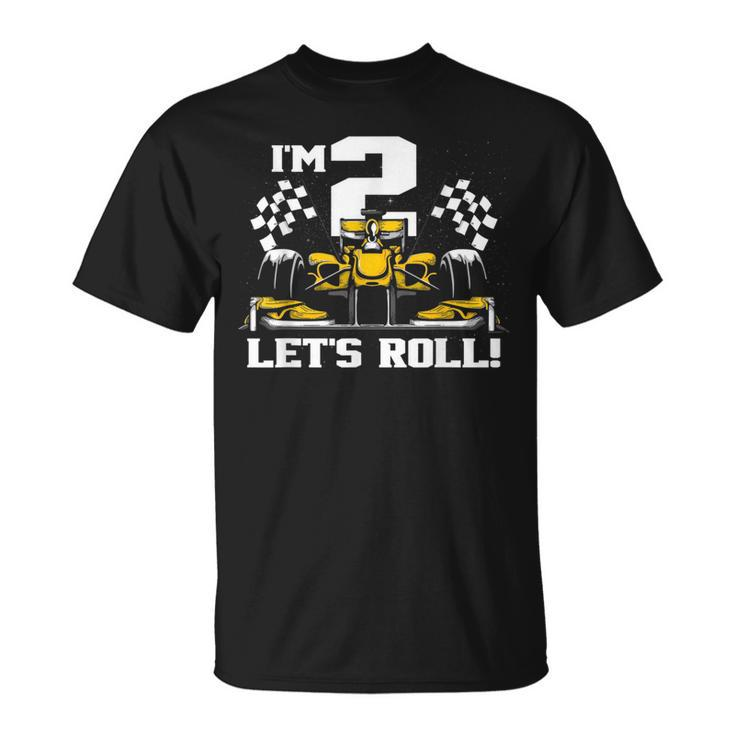 Race Car 2Nd Birthday Boy 2 Two Toddler Racing Car Driver Driver Funny Gifts Unisex T-Shirt