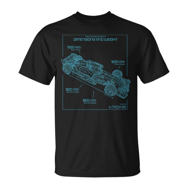 Racing Car Specifications Racing Funny Gifts Unisex T-Shirt