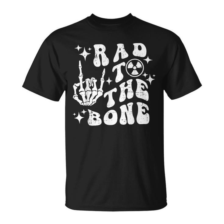 Rad To The Bone Skeleton Rock Hand Halloween Tech Xray T-Shirt