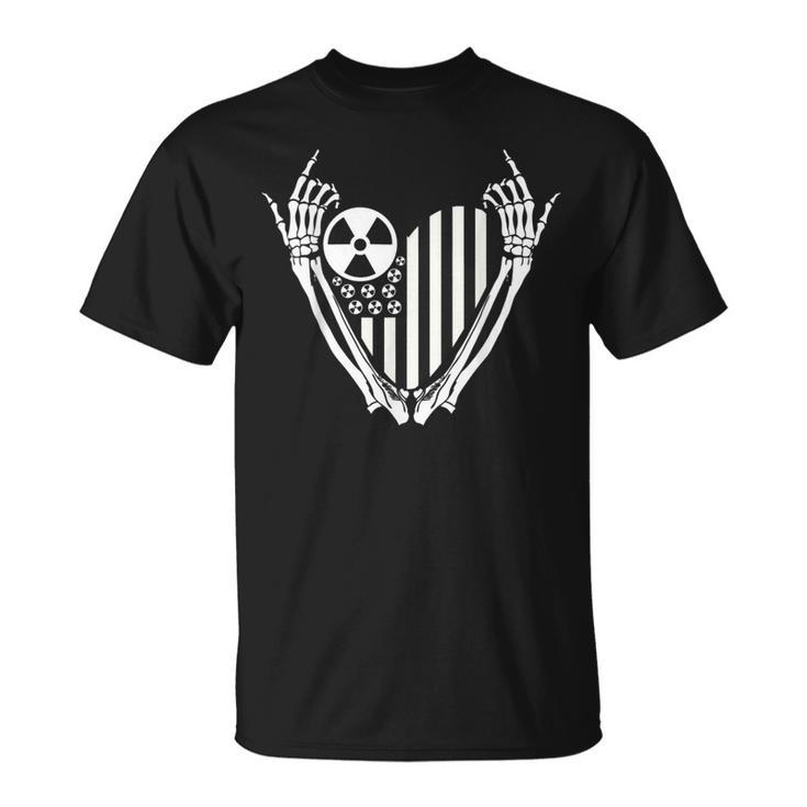 Radiology Rad Tech Love Skeleton Heat American Flag T   Unisex T-Shirt