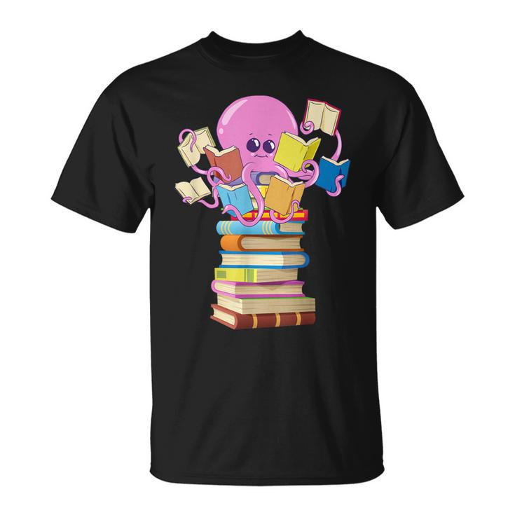 Reading Octopus Books Teacher Mom Librarian Gift Unisex T-Shirt
