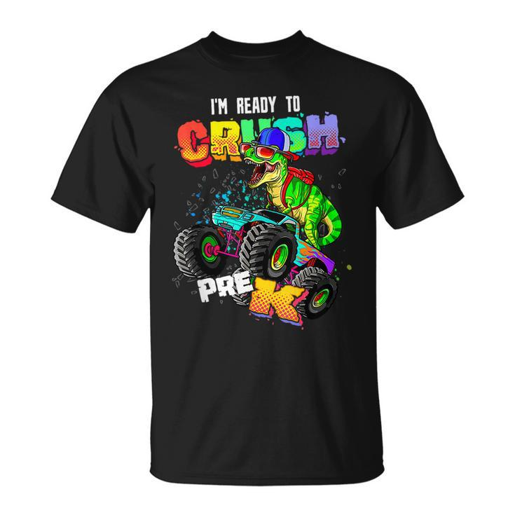 Ready To Crush Pre K T Rex Monster Truck Car Dinosaur Boys T-Shirt