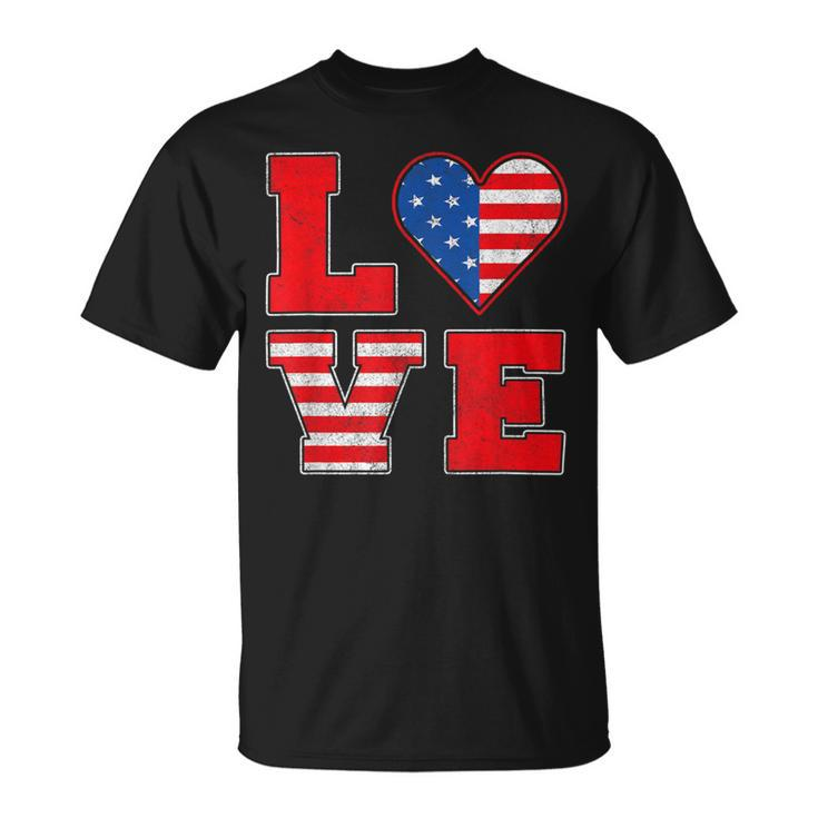 Red White And Blue For Love American Flag Unisex T-Shirt