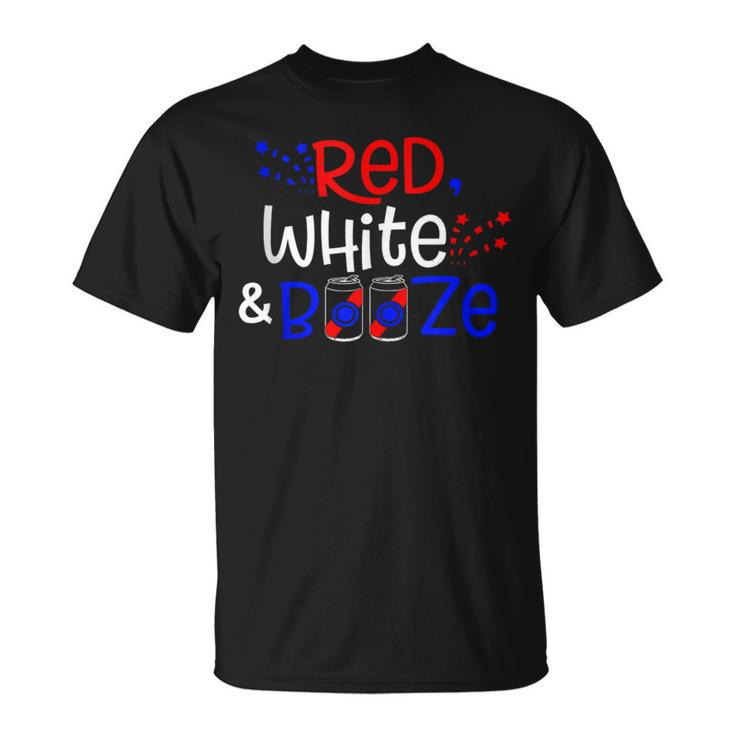 Red White And Booze  Funny Adult 4Th Of July Unisex T-Shirt